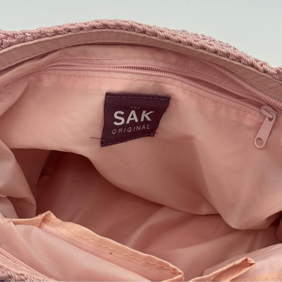 The Sak Crochet Tote Bag Shoulder Bag Blush Pink Dusty Rose - Picture 6 of 10